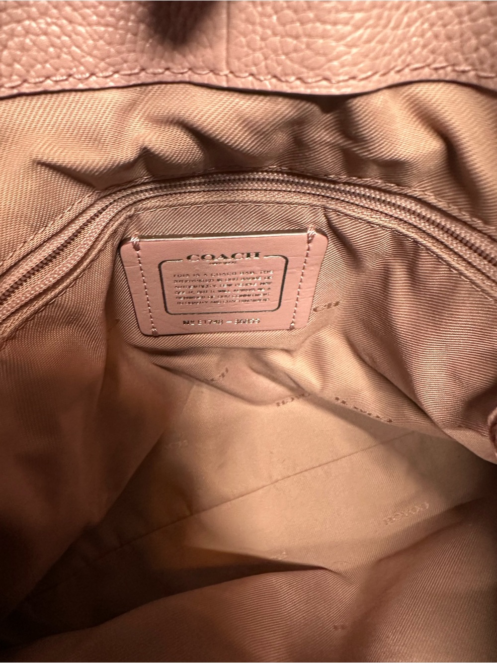 Coach Dusty Rose Pebbled Leather Shoulder Bag with Chain Straps - Picture 14 of 16